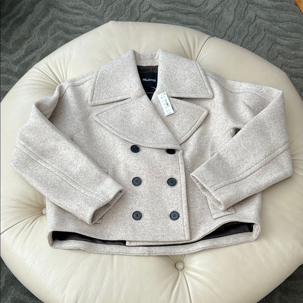 Madewell Oversize Collar Short Peacoat Size Small  -new w/tags